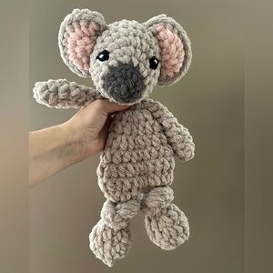 Handcrafted crochet koala bear knotted lovey snuggler